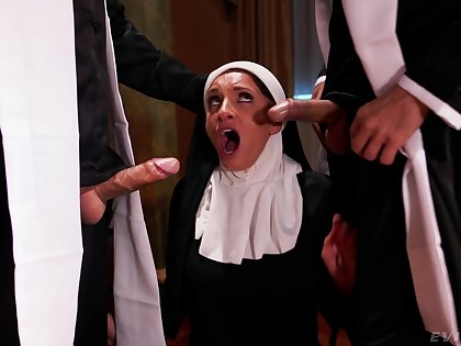 Hot nun pleases these bodies with the dirtiest triple